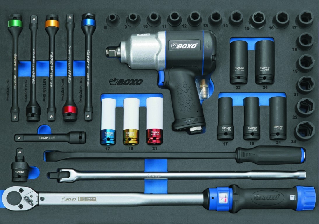 Módulo Chave de Impacto Pneumática 1/2" c/ acess. (34 pcs.)