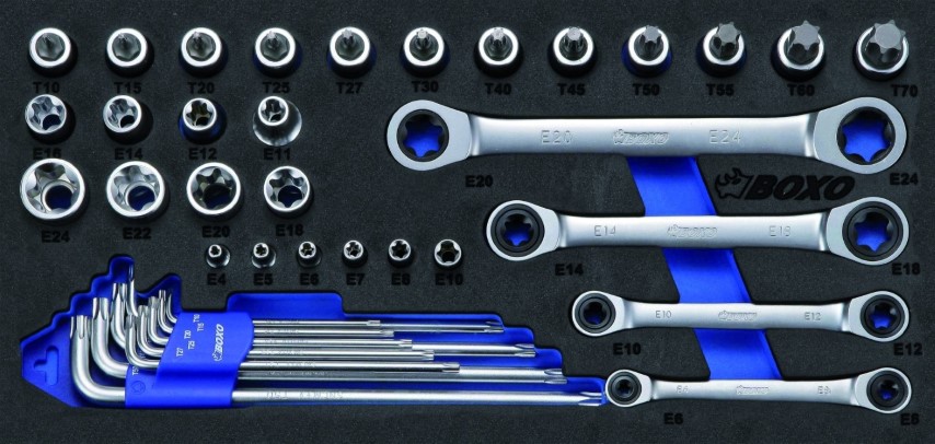 Módulo de 39 pcs. chaves e pontas TORX - 1/2