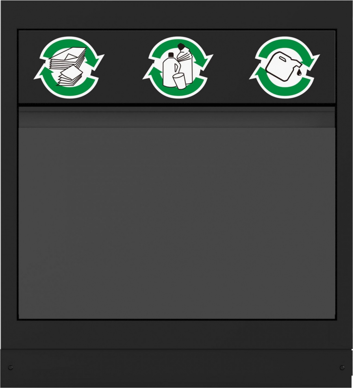 Armário de reciclagem com 3 caixotes