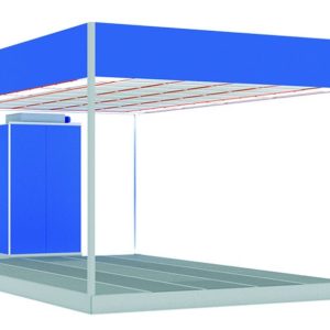 Área de preparação com plenum com basamento metálico